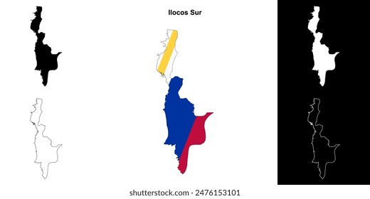 Ilocos Sur province outline map set