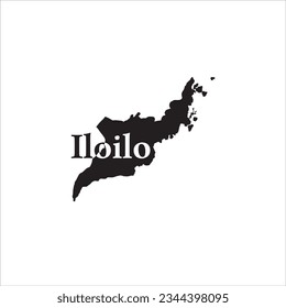 Iloilo Philippines map and black letter design on white background