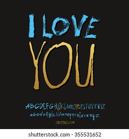 Ilove you hand lettering, handmade calligraphy, vector 