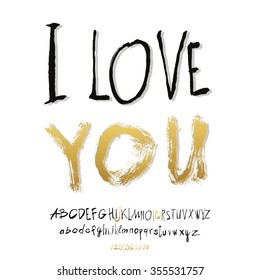 Ilove you hand lettering, handmade calligraphy, vector 