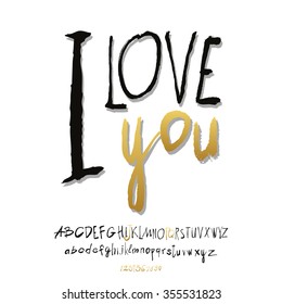 Ilove you hand lettering, handmade calligraphy, vector 