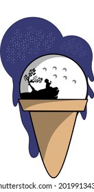 Noche de luna de crema vectorial de Ilusración