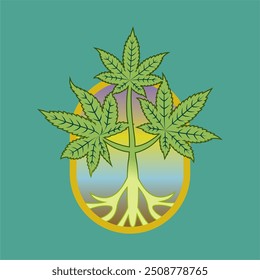 ilustraciones de plantas de cannabis coloridas