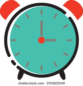 Ilustraion vector icon Alarm clock wake-up time isolated in flat style.