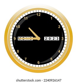 Ilustrasi 3D Gold black hand watch clock icon set. Design template in vector. 
Mock-up for branding and advertise 