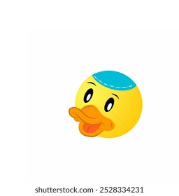 Ilustrasi emoticon bebek kuning bertopi biru