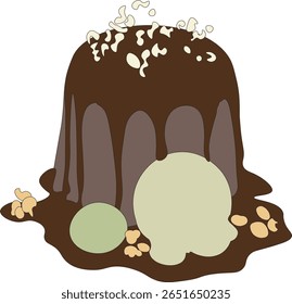 Ilustrasi kue 2D Kue lapis cokelat.