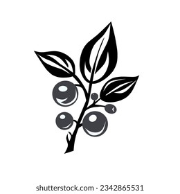Ilustrasi-Logo, Vektorbohne, Beerenobst und Rantingnya mit Warna hitam putite