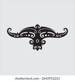 Ilustrasi motivo tradicional Dayak Kalimantan yang terinspiasi dari bentuk perisai Talawang. Desain ini merepresentasikan warisan budaya yang kaya dan cocok untuk digunakan dalam proyek desain.