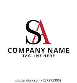 Ilustrasi SA Letra simple logotipo de lujo vinculado premium