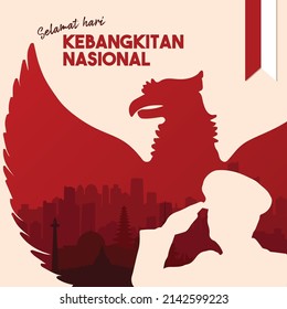 Ilustrasi Selamat Hari Kebangkitan Nasional (Translation: Indonesian National Awakening Day Poster with Garuda Vector Illustration) svg