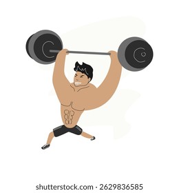 ilustrasi seorang sedang mengangkst besi .flat illustratio,vector eps 10