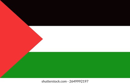 Ilustrasi vektor bendera Palestina, yang menampilkan tiga warna bergaya hitam dan putih. Sempurna untuk proyek pendidikan, konten budaya, infografis, dan kampanye kesadaran global.