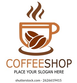 Ilustrasi Vektor Desain Logo Coffee Shop