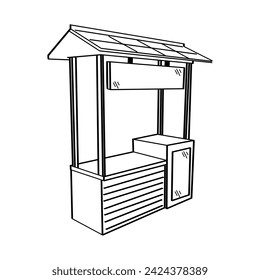 Ilustrasi vektor kontainer berdiri. Hitam dan putih. Bisnis luar ruangan