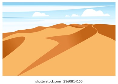 
ilustrasi vektor latar belakang landscape gurun pasir yang luas saat siang hari dengan langit biru yang cerah dan gersang.
vector illustration of a vast desert landscape background during the day wit