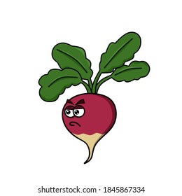 ilustración vectorial caricatura lindo personaje de rábano rojo