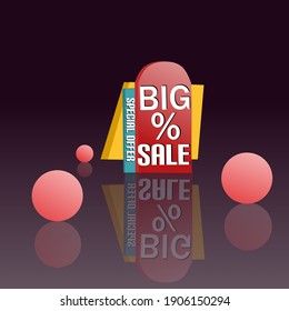 Ilustration 3d media text sale  for advertising your business.vector eps.