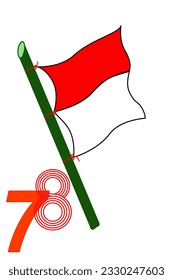 An ilustration of 78th anniversary Indonesia freedom with flag Indonesia on the bamboo .sstkbold