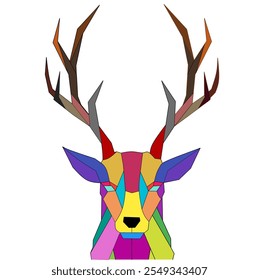 ilustration abstrak shape geometric isolated deer face colorful 