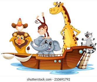 Ilustration of arc aminals on a boat