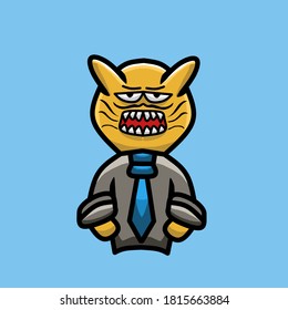 ilustration art cat boy wearing a suit