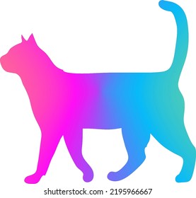 Ilustration art cat multicolor gradient isolated white