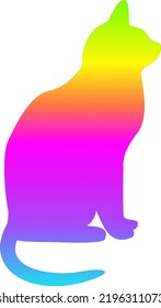 Illustrationskunst Katze mehrfarbiger Farbverlauf einzeln auf Weiß
