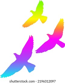 Ilustration art flying bird multicolor gradient isolated white