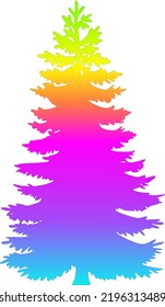 Ilustration art Pine trees multicolor gradient isolated white