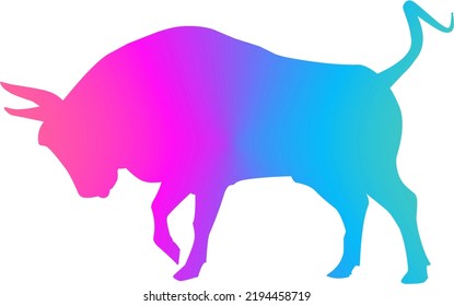 Ilustration art vector bull multicolor gradient isolated white