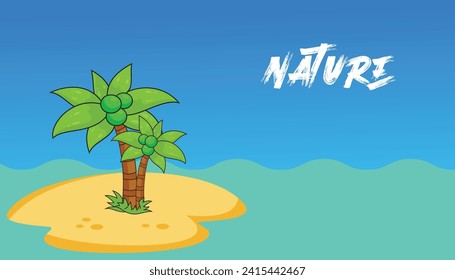 ilustration of beach land, Sea, nature background and summer