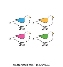 Ilustration of beautiful Cute Birds Icon Collection