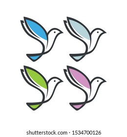 ilustration of beautifull bird logo set