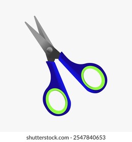 ilustration blue scissors on grey background. vector ilustration