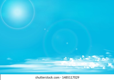 ilustration of blue sky with sun and clouds