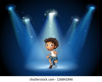 Ilustración de un niño bailando con focos
