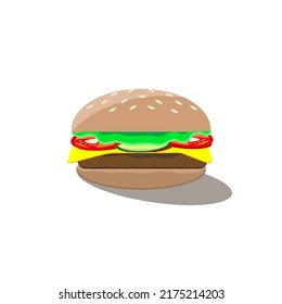 ilustration Burger with beef and cheese vector isolated white background