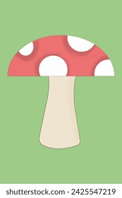 Ilustration  Cartoon Minimalist Red Mushroom