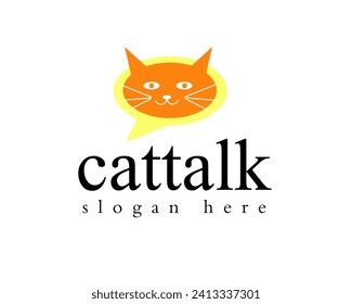 plantilla de diseño de logotipo de conversación facial de gato ilustrativo