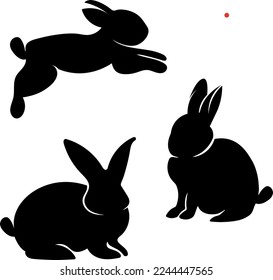 ilustration chinese new year 2023 rabbit shadow without background