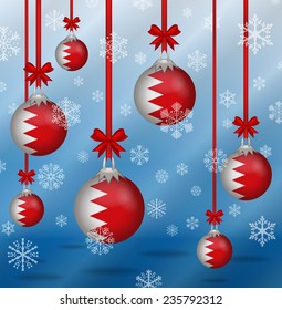 Ilustration Christmas background flags Bahrain 