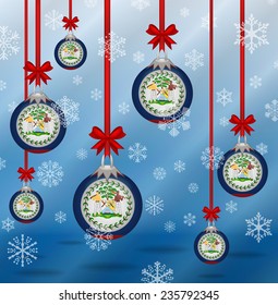 Ilustration Christmas background flags Belize 