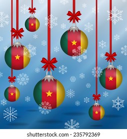 Ilustration Christmas background flags Cameroon 