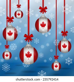 Ilustration Christmas background flags Canada 