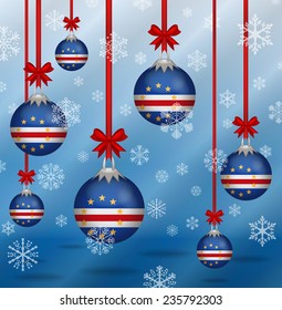 Ilustration Christmas background flags Cape Verde 