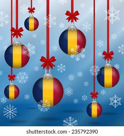 Ilustration Christmas background flags Chad 