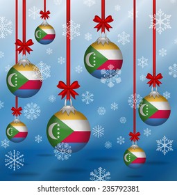Ilustration Christmas background flags Comoros 