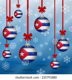Ilustration Christmas background flags Cuba