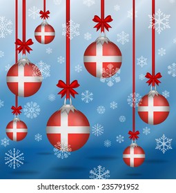 Ilustration Christmas background flags Denmark 
